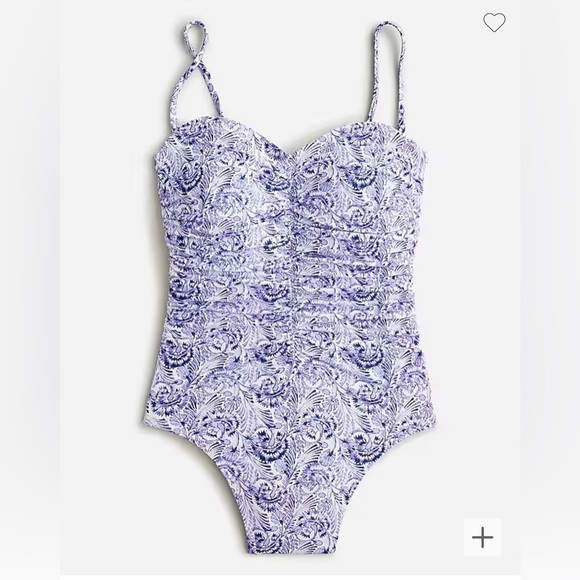 J. Crew Ruched One Piece Swimsuit Women's Plus 24 3X Purple NWT Sweetheart BH509 - Picture 1 of 10